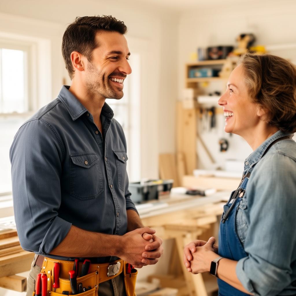 A friendly local business owner meeting with a customer